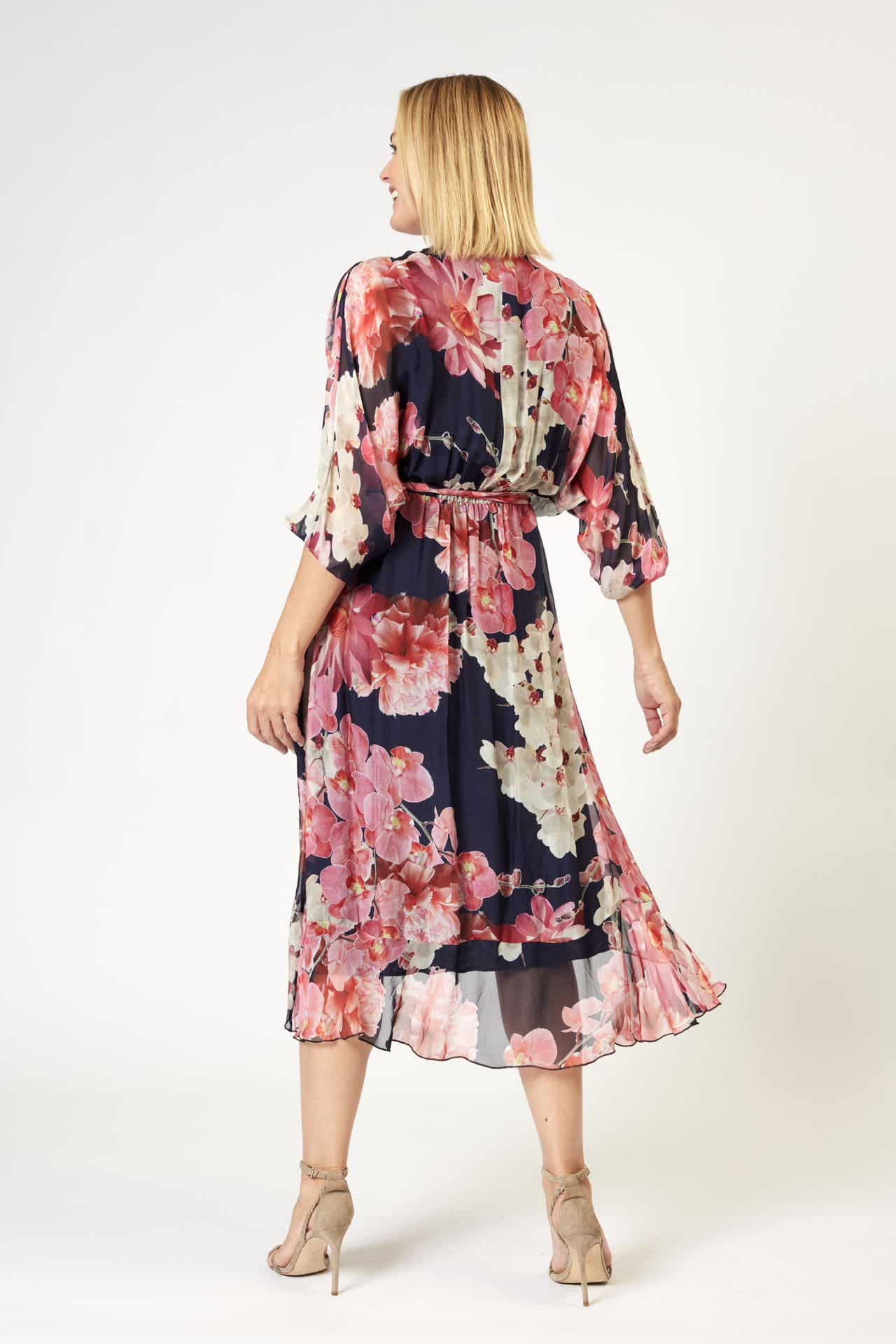 La Strada Silk Viscose Cross Over Neck Line Wrap Dress