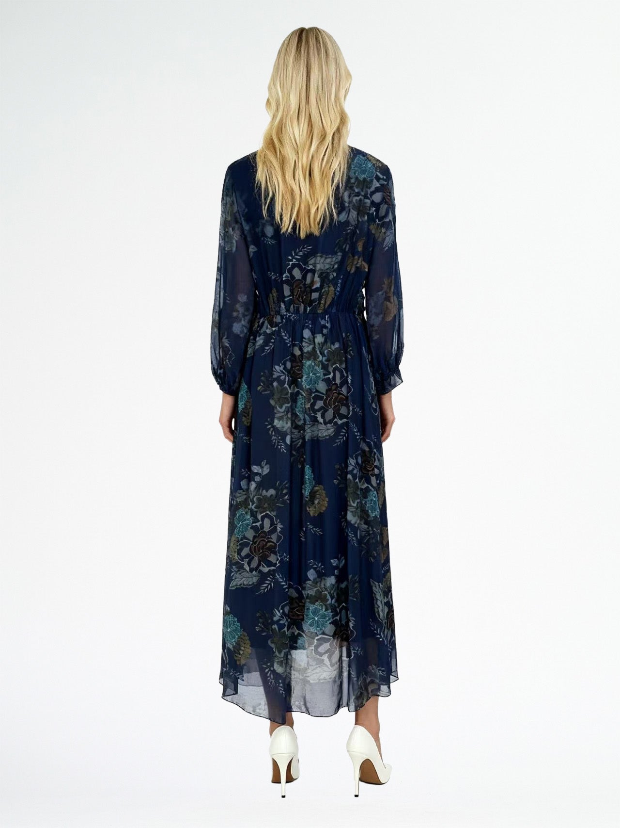 30%SILK 70%VISCOSE CROSS NECKLINE KNOTTED BODICE DRESS