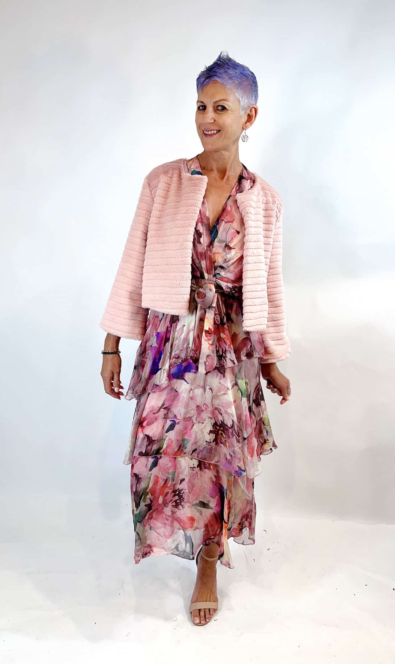 La Strada Polyester Fur Jacket, Black