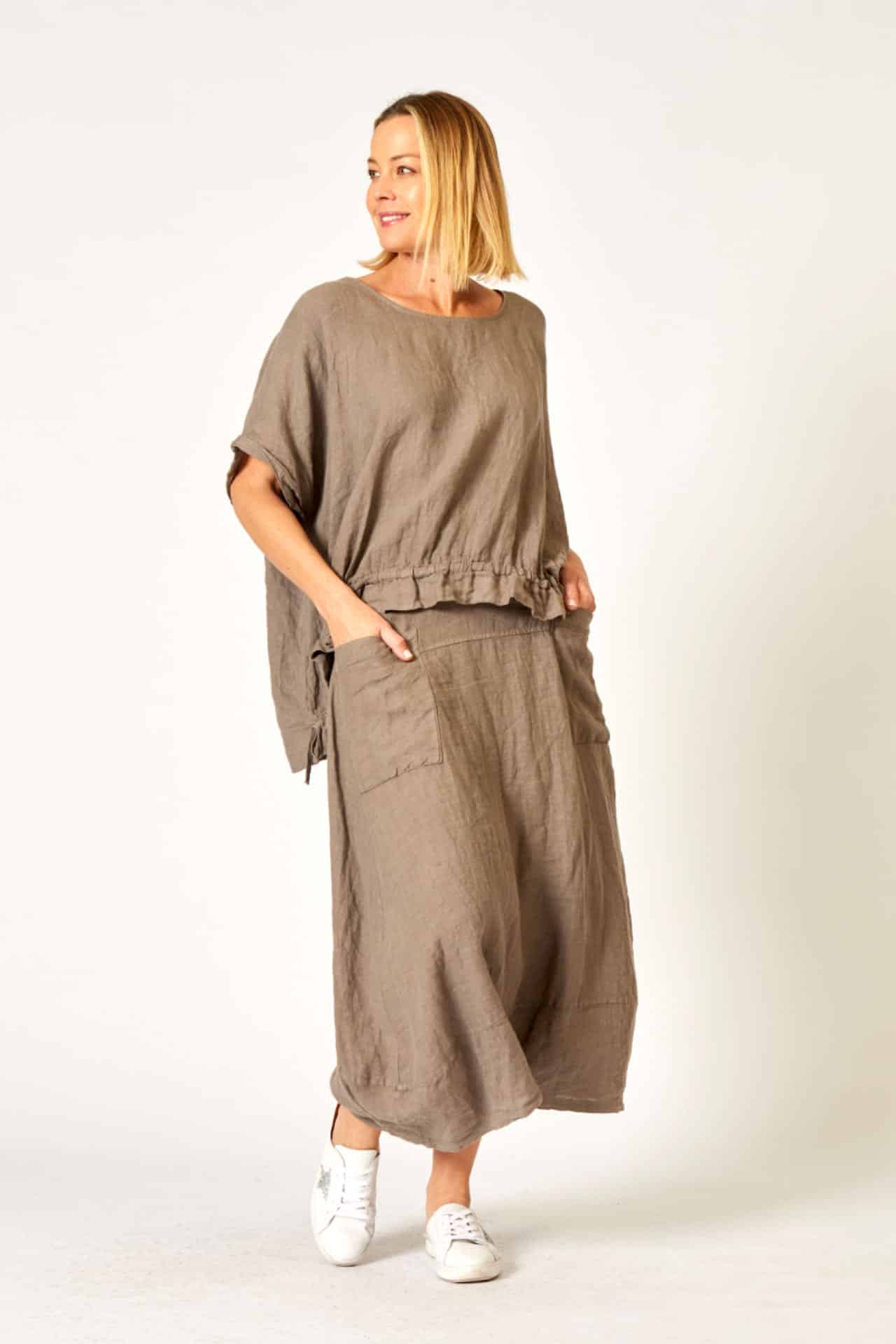 La Strada Linen Skirt/Pants, White