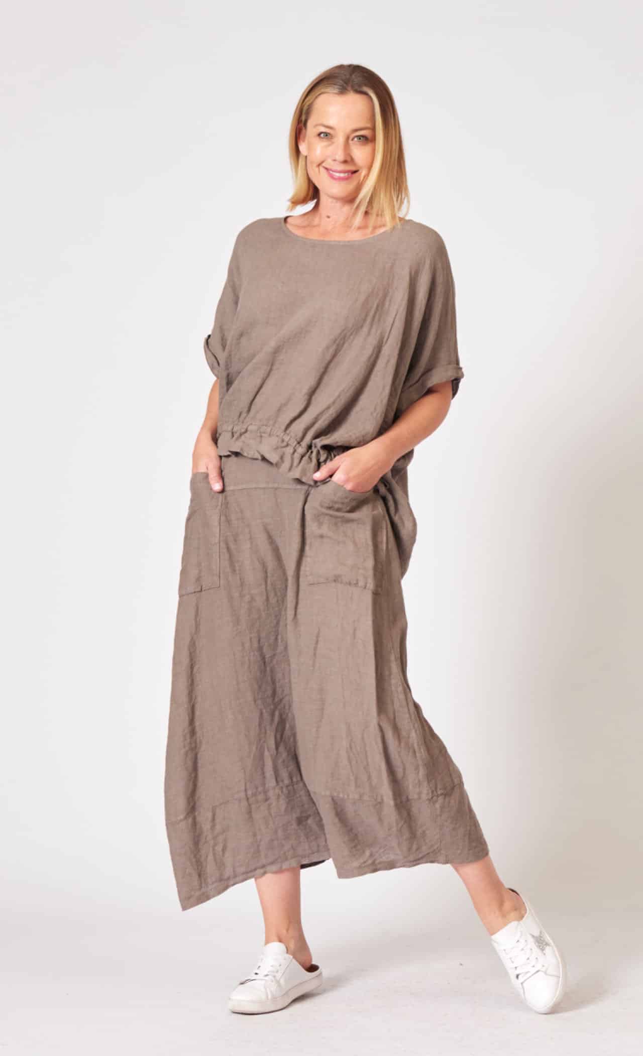 La Strada Linen Skirt/Pants, White