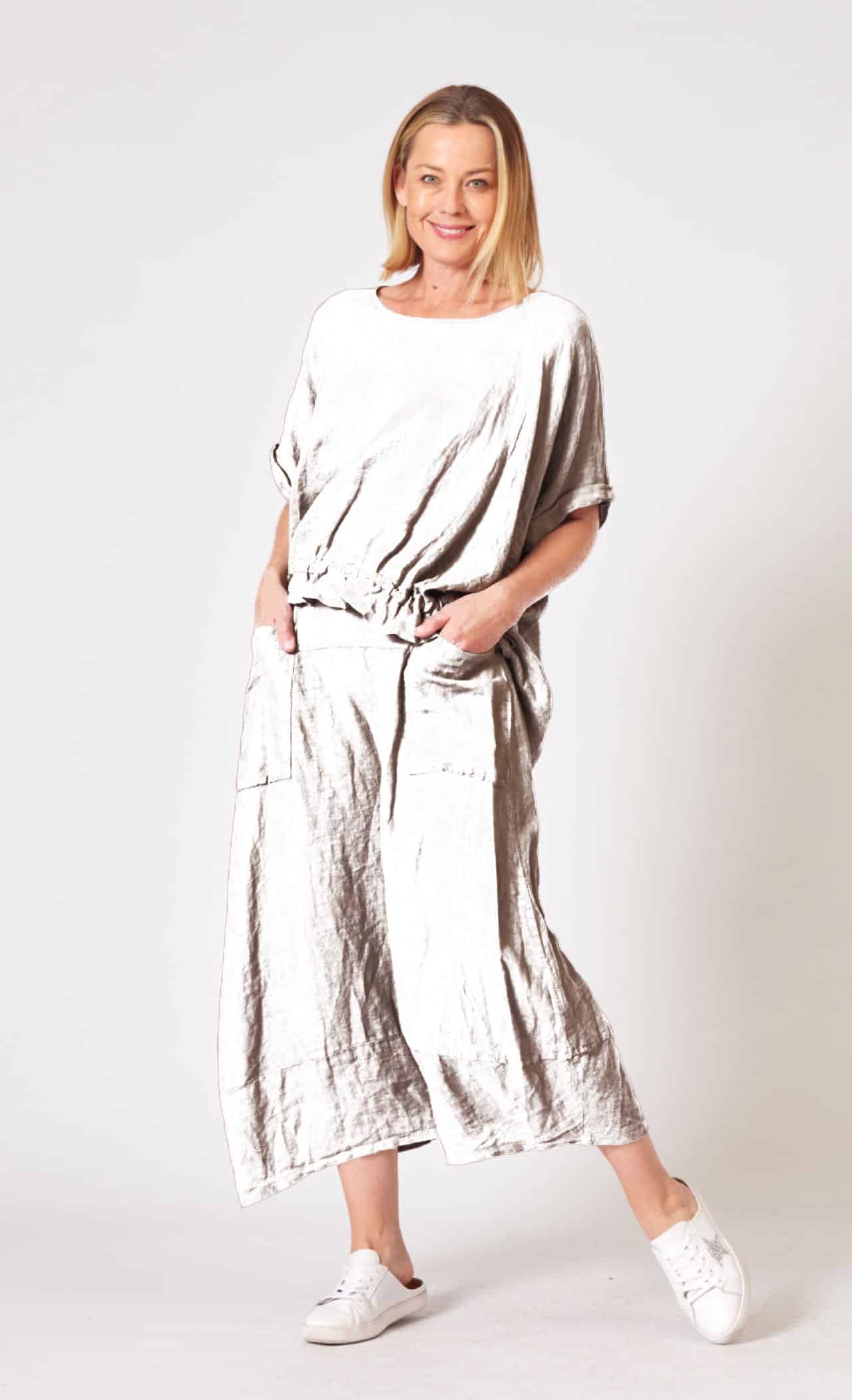 La Strada Linen Skirt/Pants, White