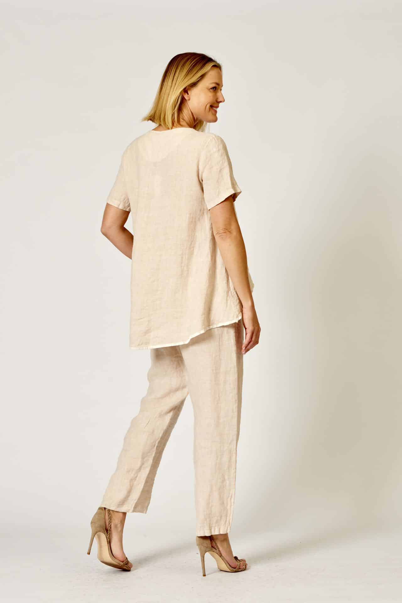 La Strada Linen Bamboo Buckle Pants