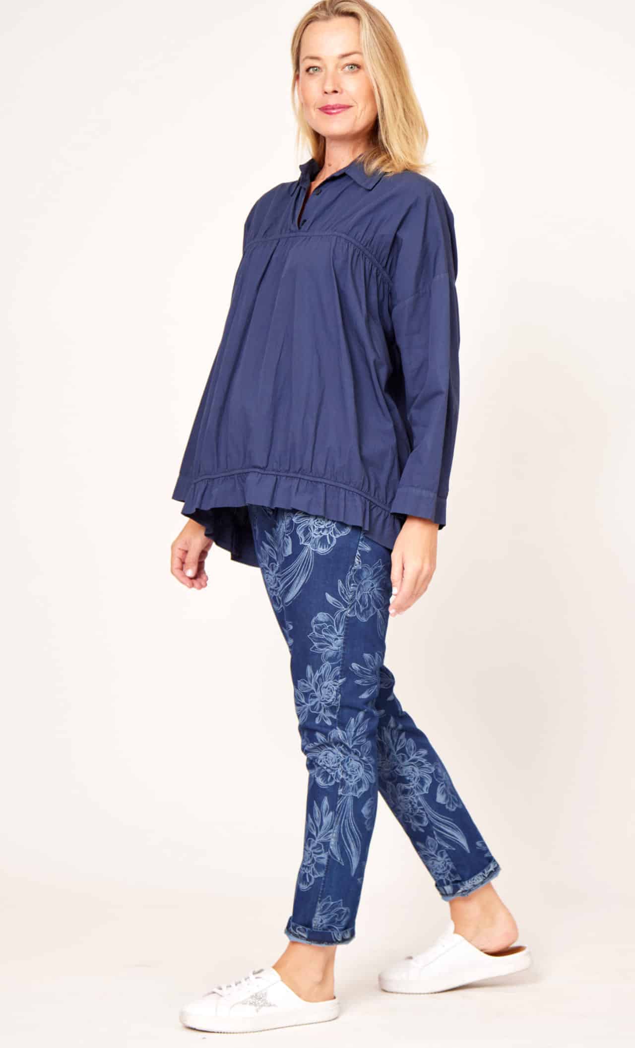 La Strada Cotton Elastic Ruched Top
