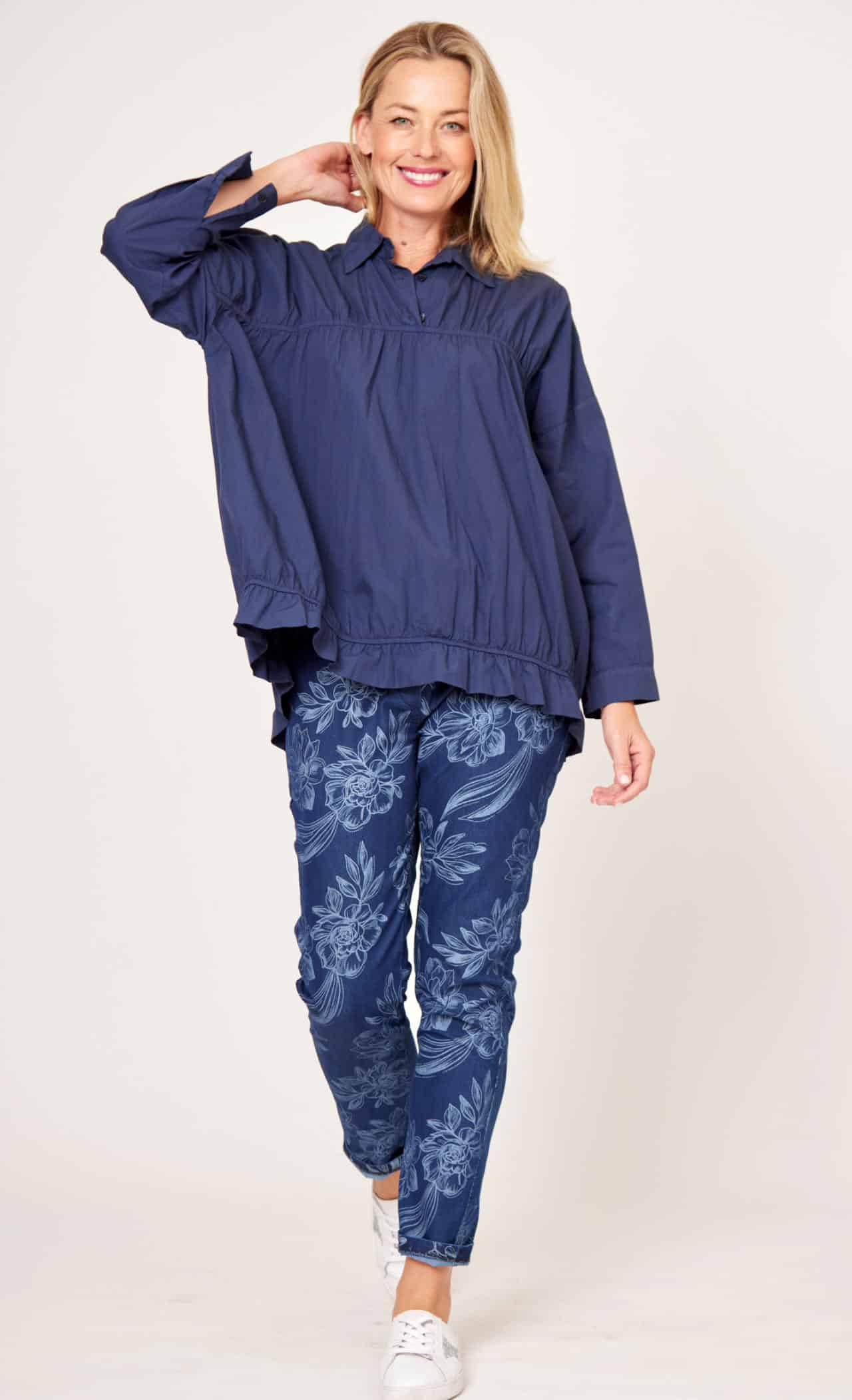 La Strada Cotton Elastic Ruched Top