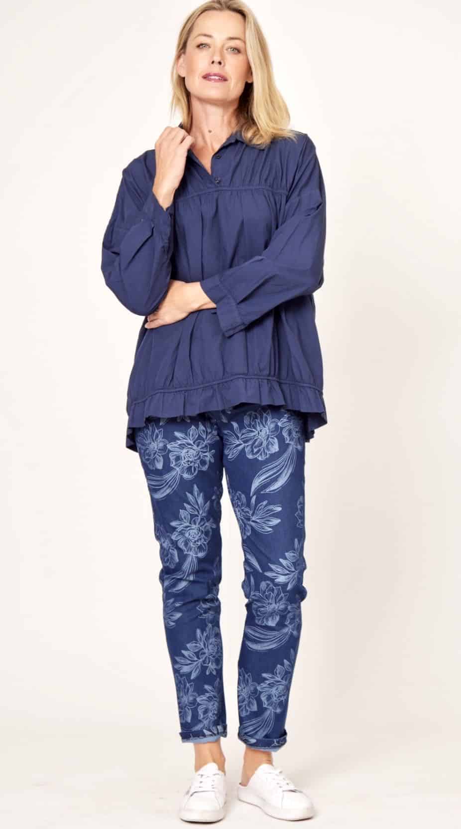 La Strada Cotton Elastic Ruched Top
