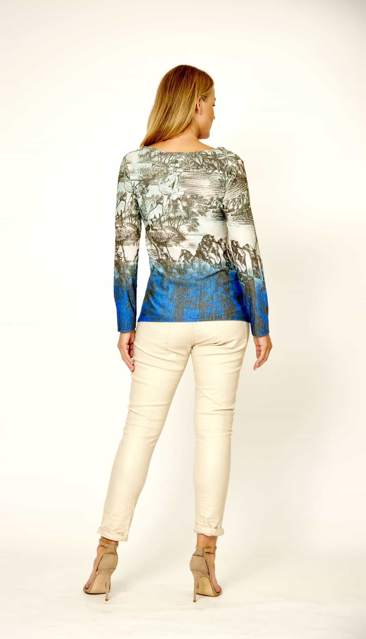 La Strada Polyester Cowl Neck Tied Side Shining Top