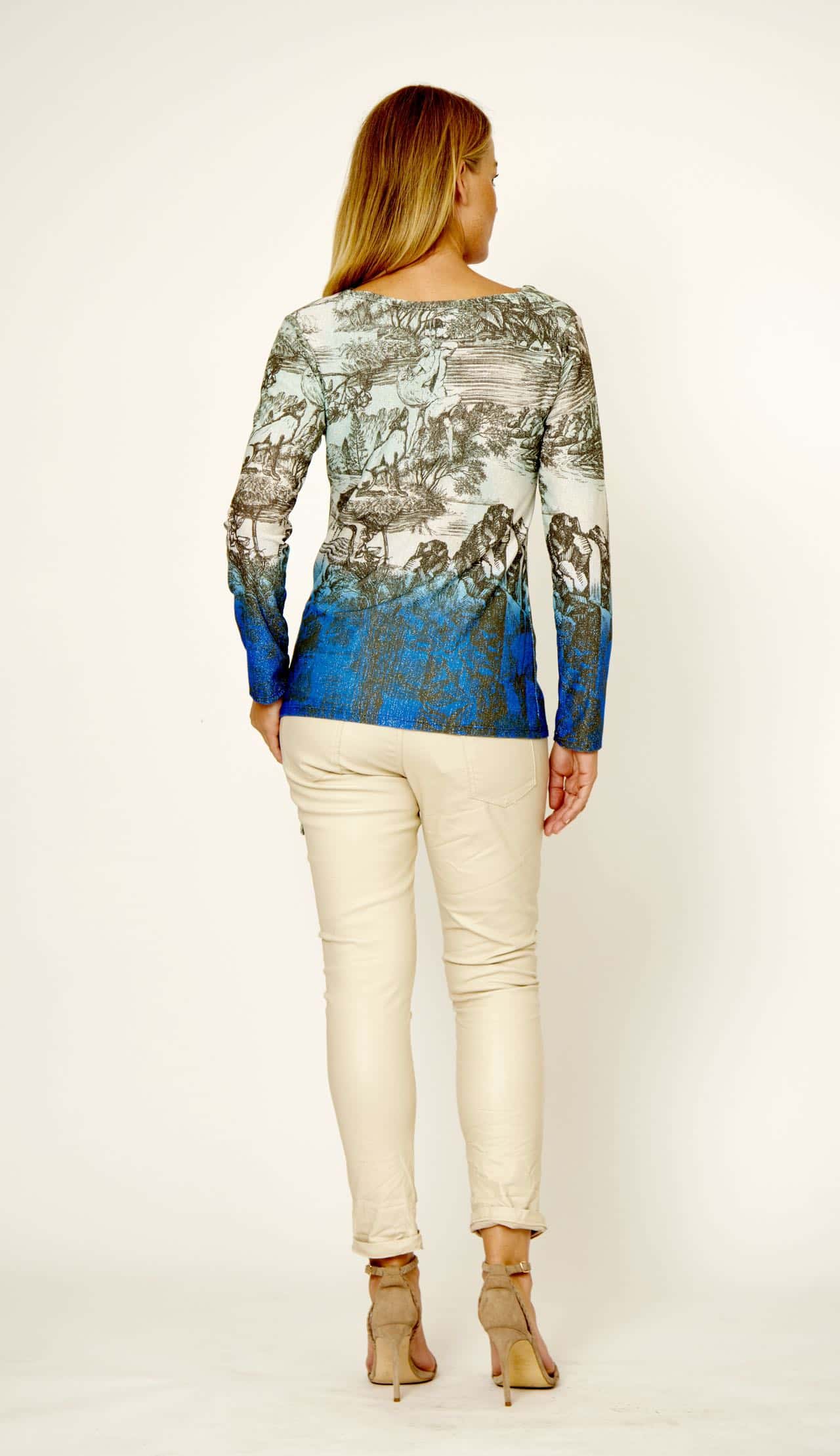 La Strada Polyester Cowl Neck Tied Side Shining Top