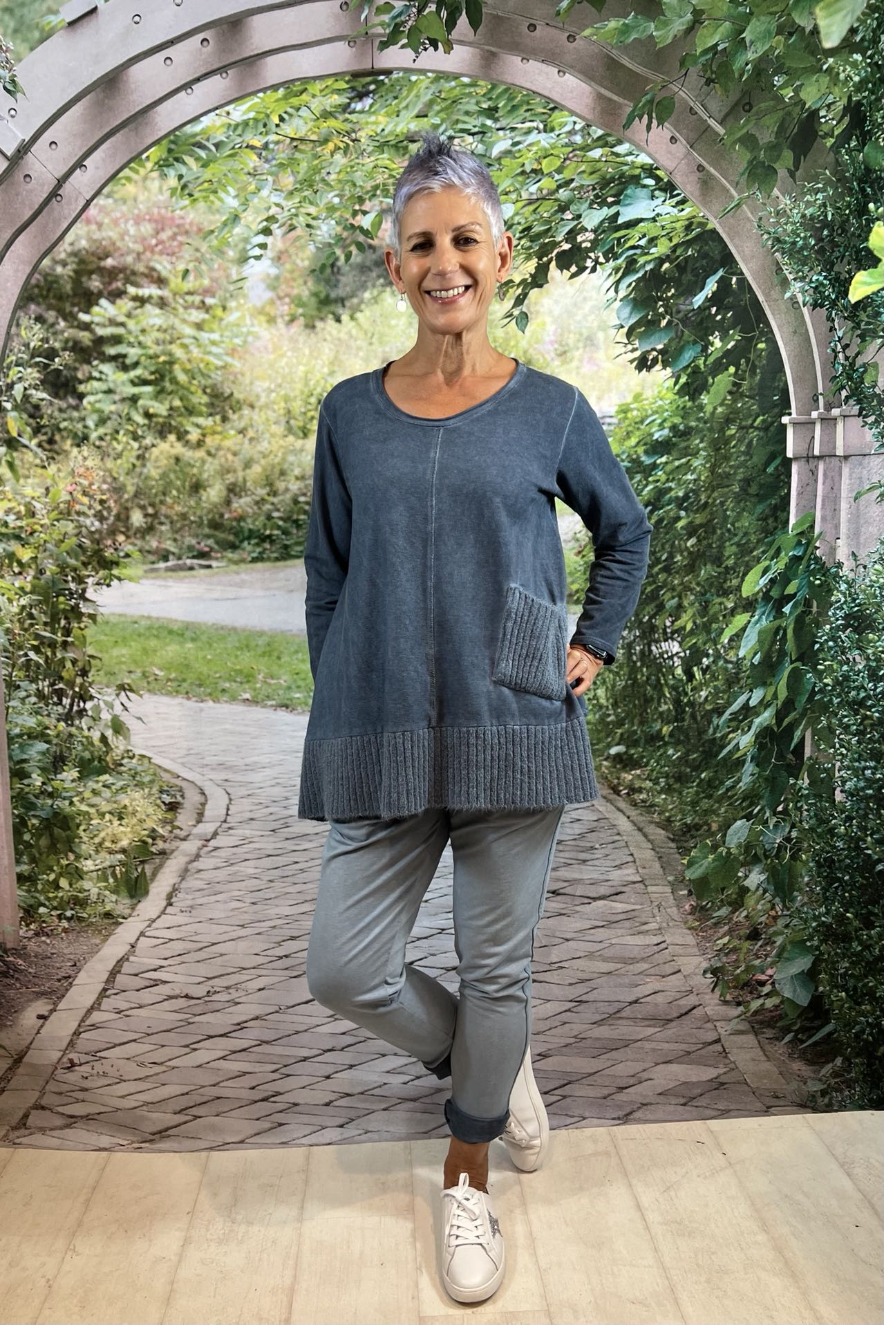 La Strada 100% Cotton Pants, Piombo