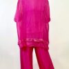 La Strada Silk Blended Pants, Celeste