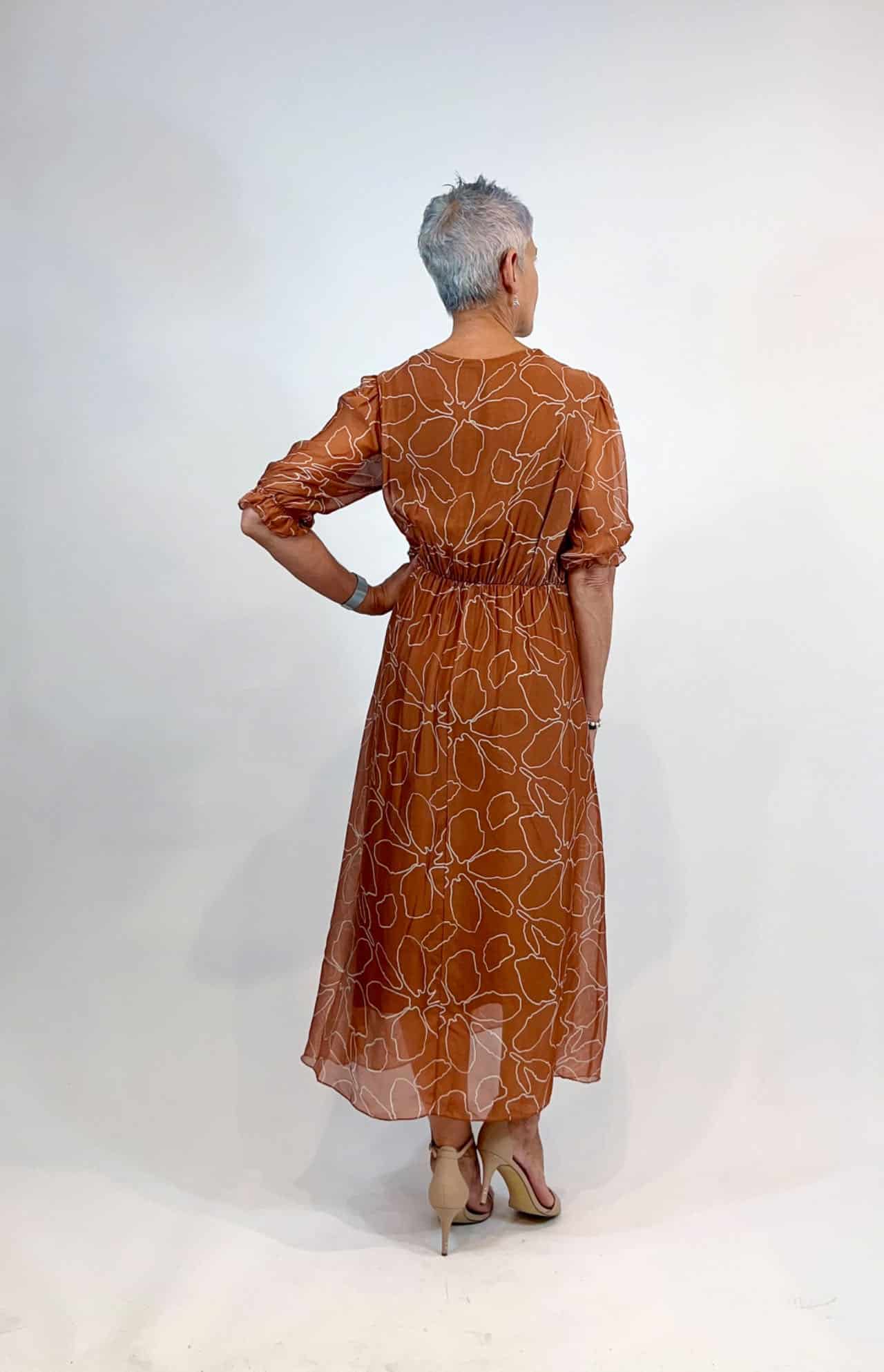 La Strada Silk 70% Viscose Cross Neckline Knotted Bodice Dress