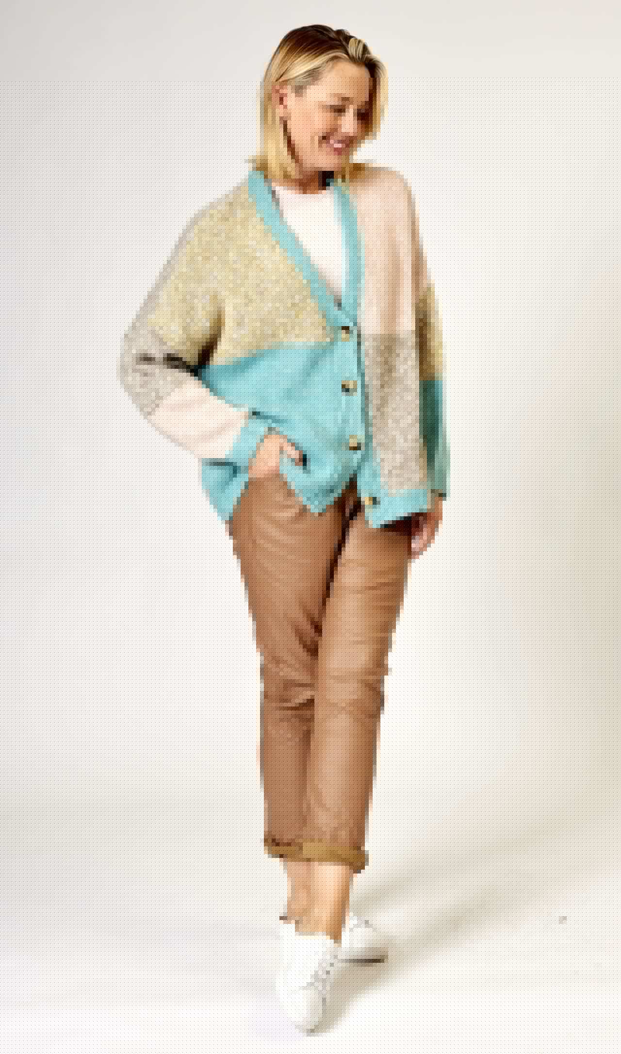 La Strada Lana Wool Polyamide Viscose Alpaca Acrylic Knit Cardigan