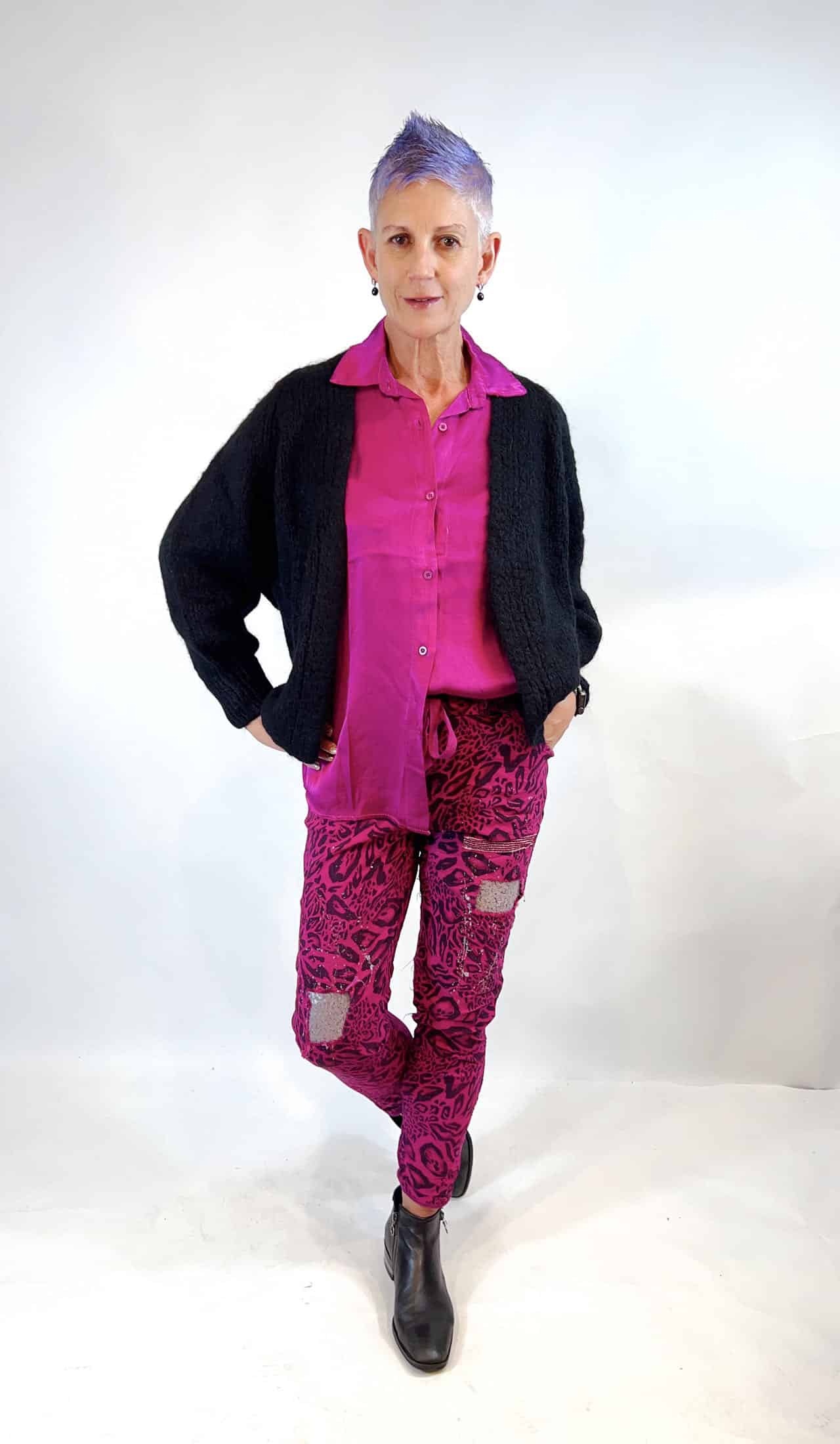 La Strada Mohair Lana Wool Acrylic Polyamide Knit Cardigan