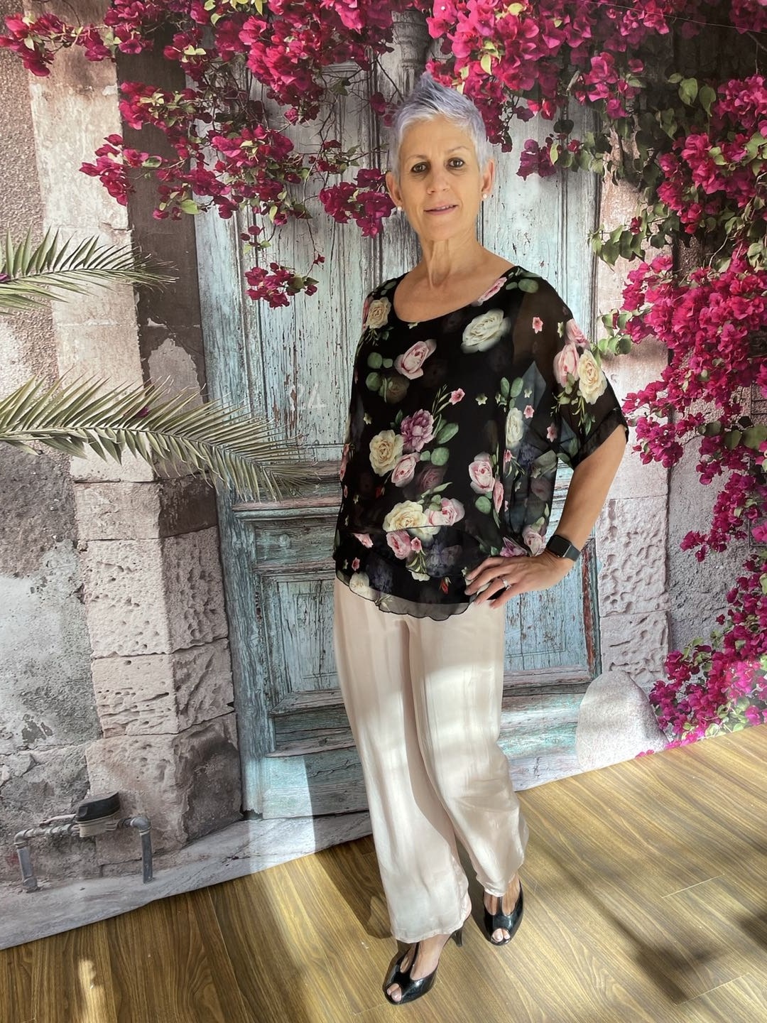 La Strada Silk Blended Pants, Celeste
