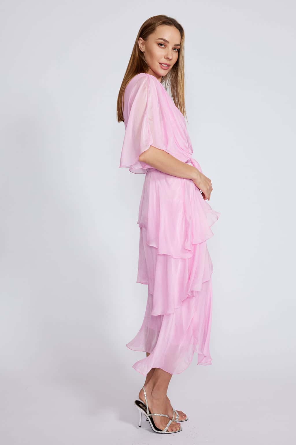 La Strada Cross Over Neckline Three Layers Dress