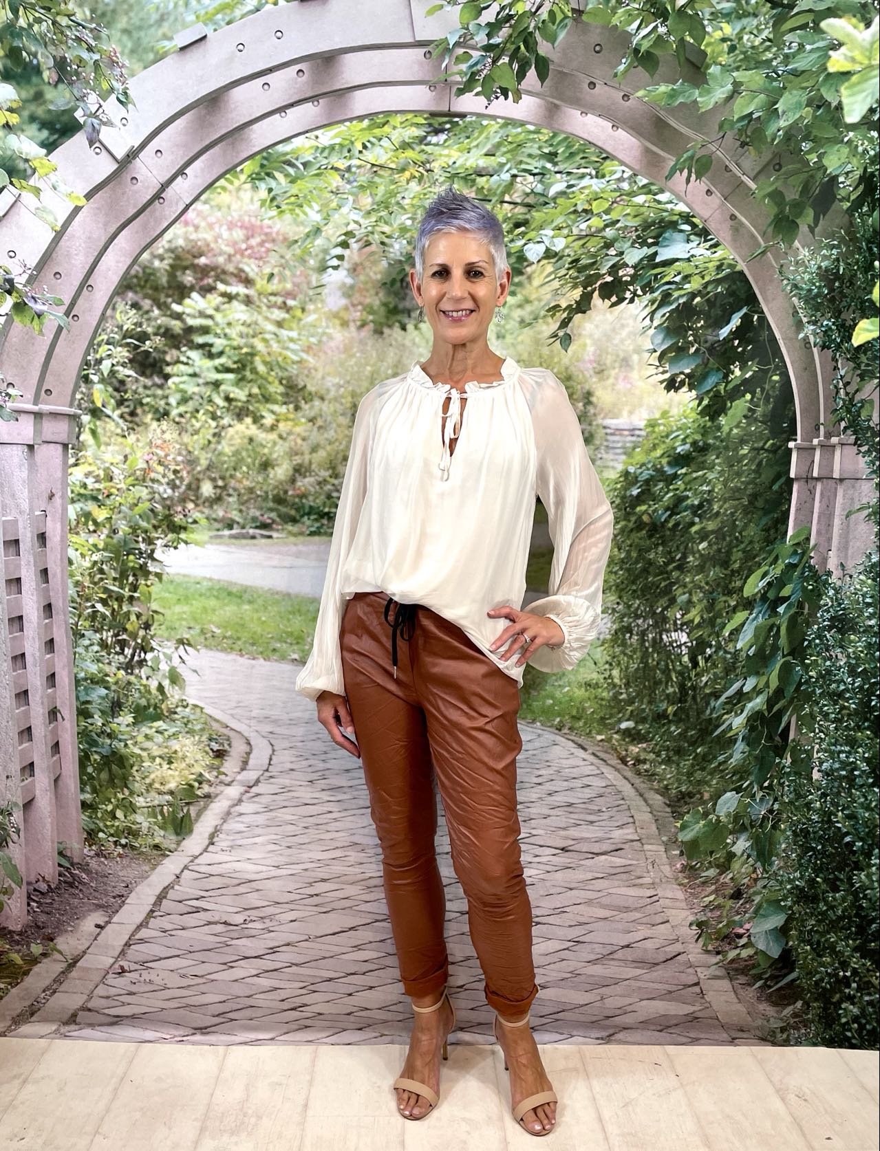 La Strada Silk Viscose High Frill Tied Neck Top