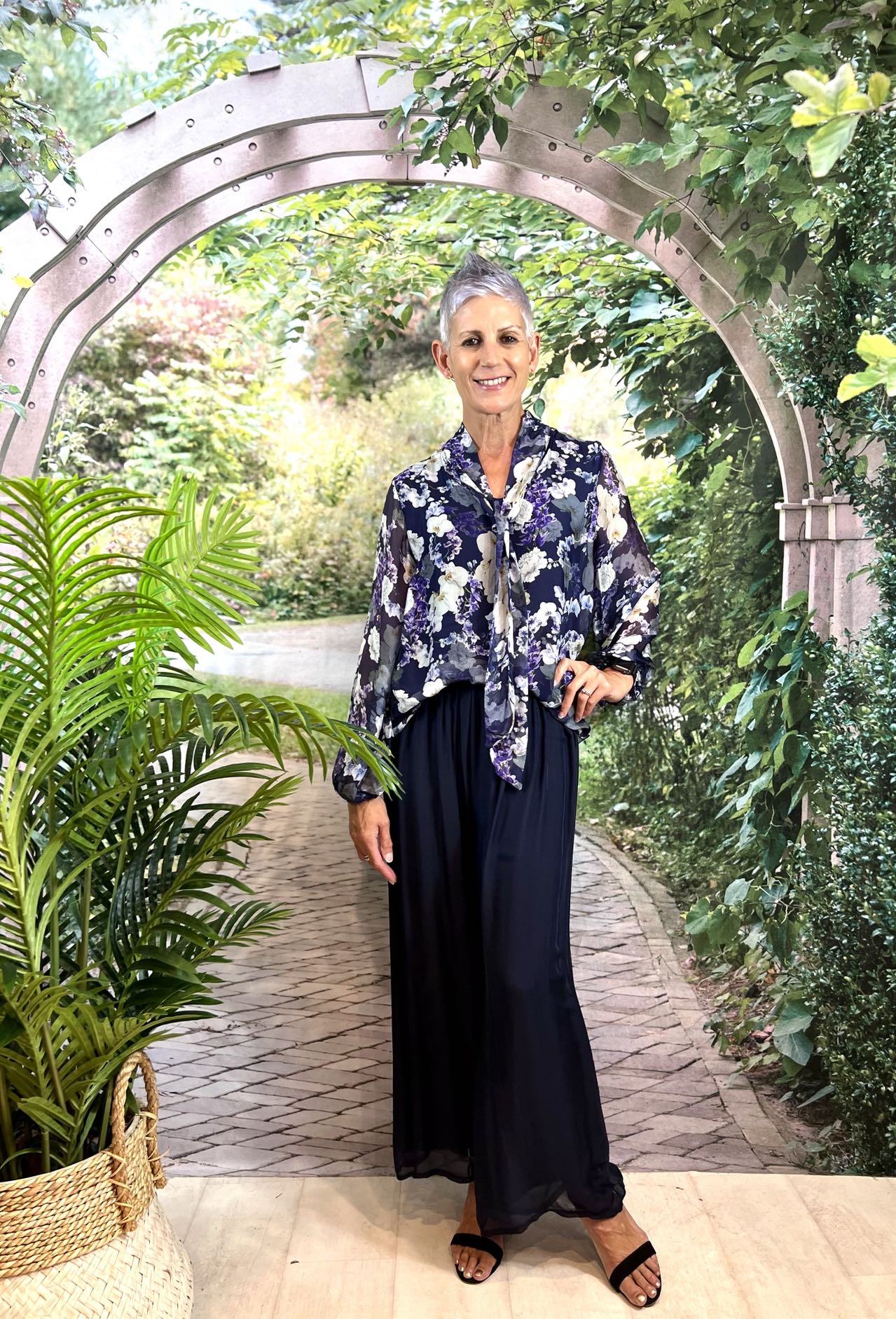 La Strada Silk Viscose Pussy Bow Top