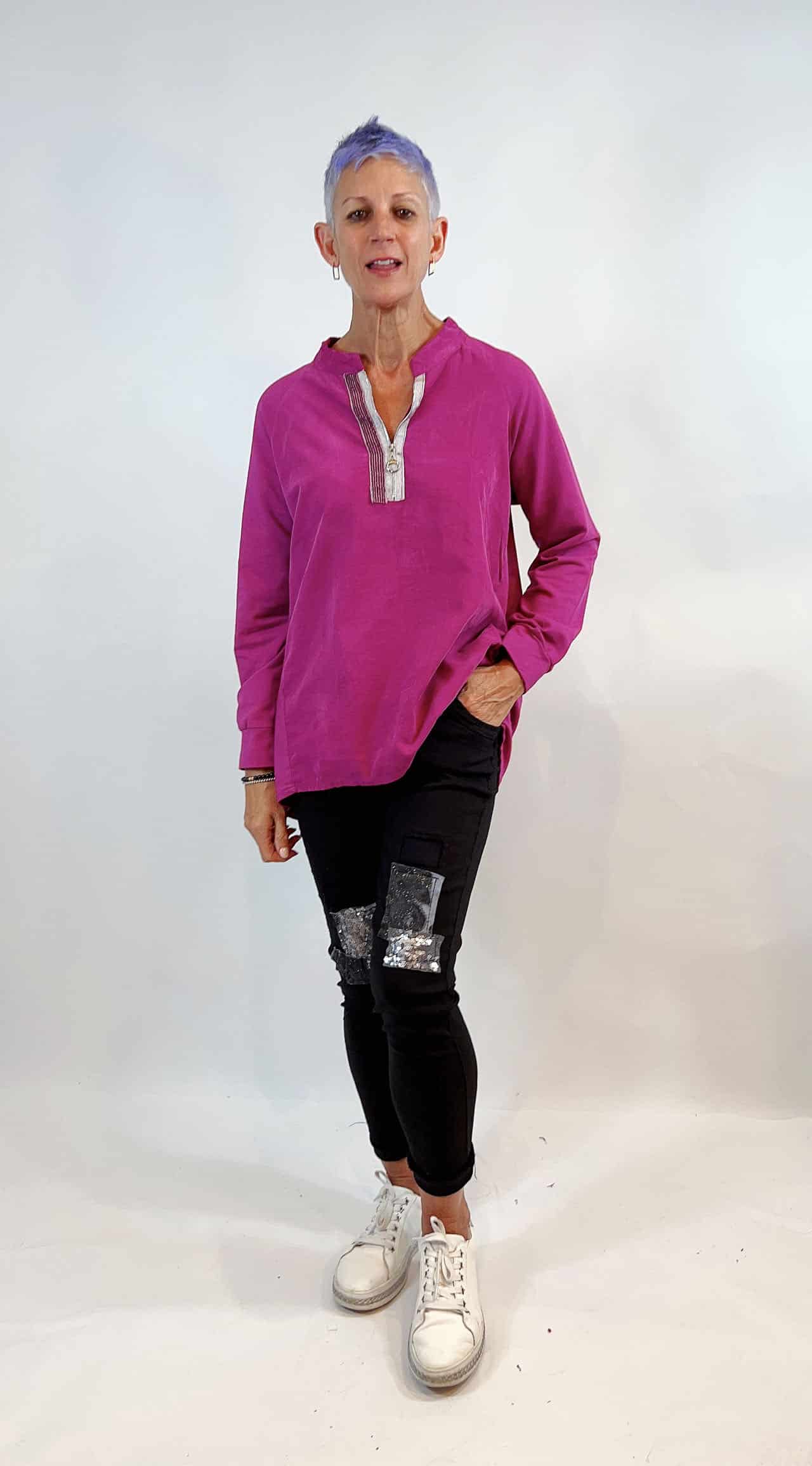 La Strada Cotton Zip Detail Top