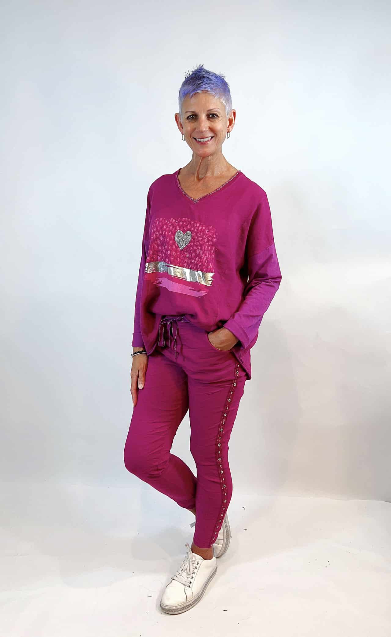 La Strada Linen & Cotton Heart Pattern Top