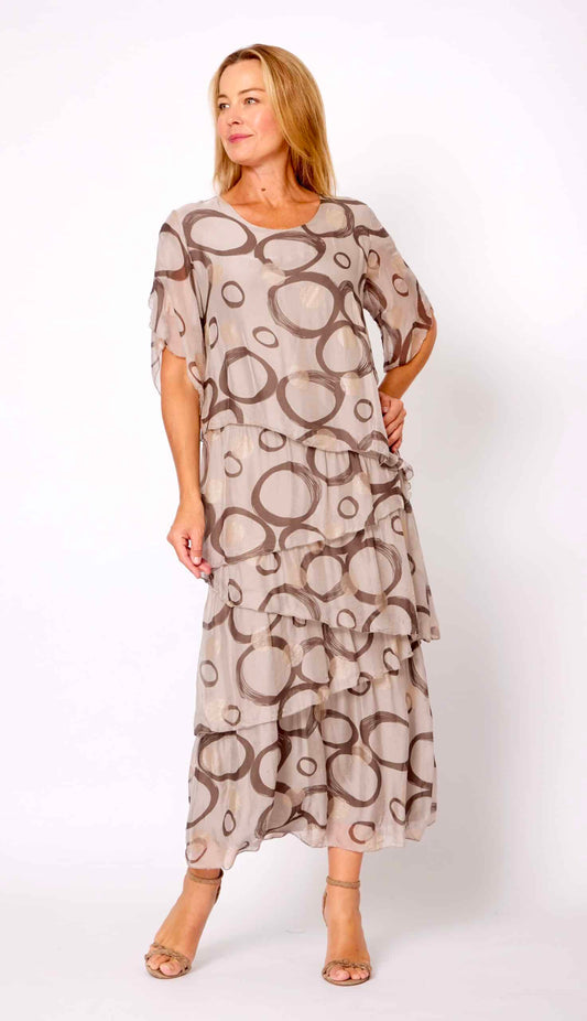 LA STRADA 70%VISCOSE 30%SILK MULTI LAYERS DRESS