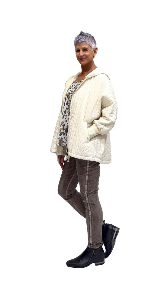 LA STRADA 100%COTTON PUFFY HOODED JACKET