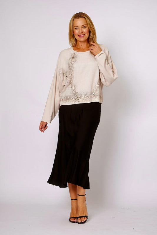 LA STRADA 50%LINEN 50%COTTON X STYLE ANIMAL TRIM TOP