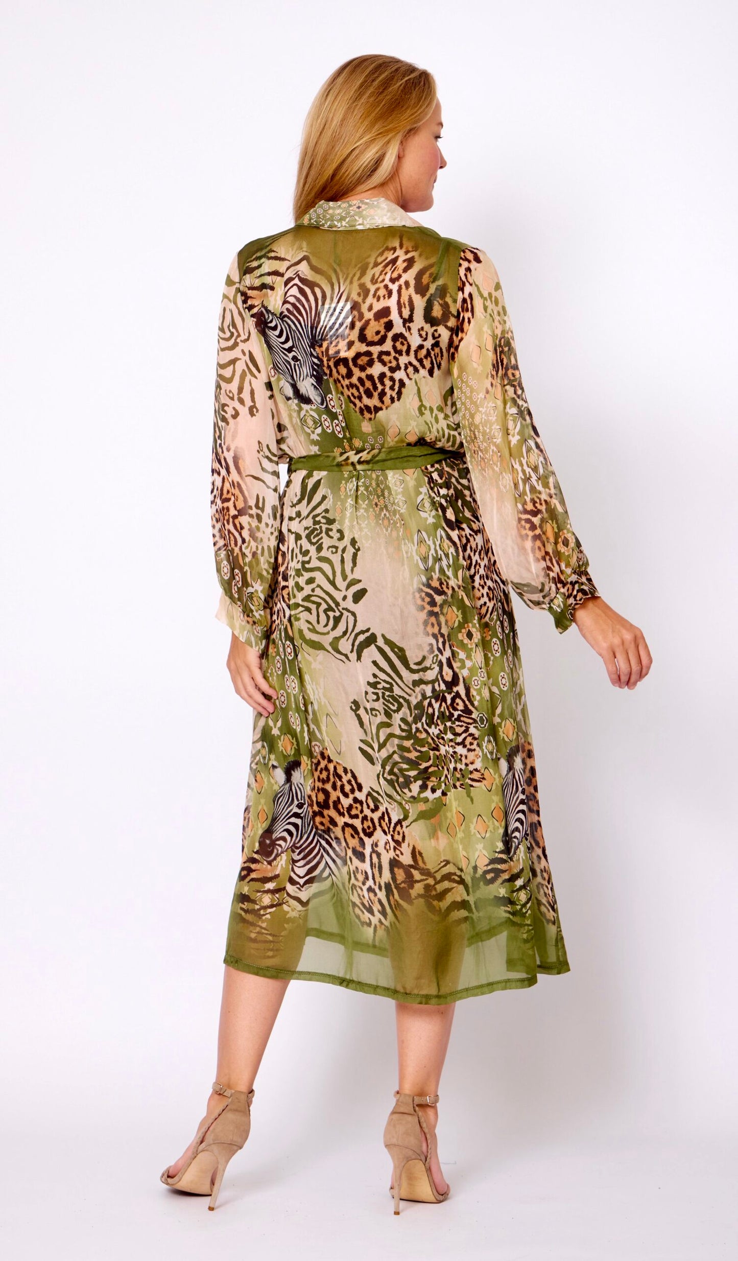 LA STRADA 30% SILK 70% VISCOSE WITH SLIP SHIRT DRESS