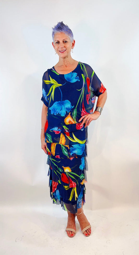 La Strada Silk Viscose Multi Layers Dress